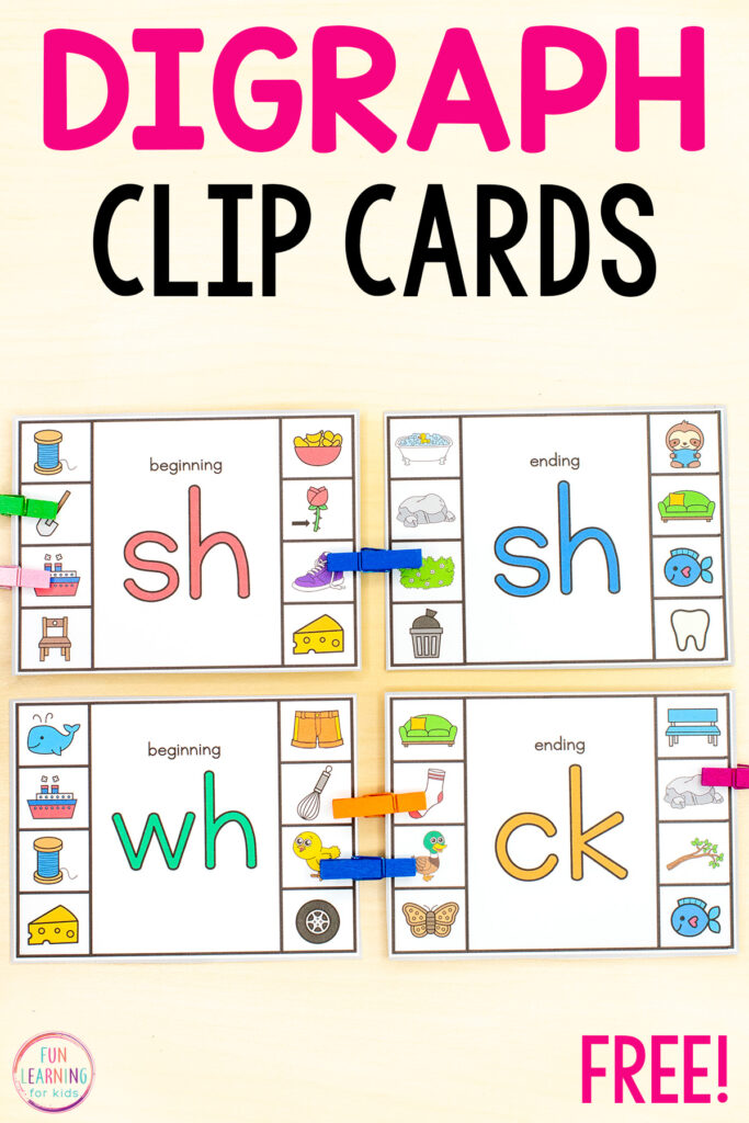 Beginning and ending digraph phonics activity for learning to isolate phonemes and identify words with specific digraphs.