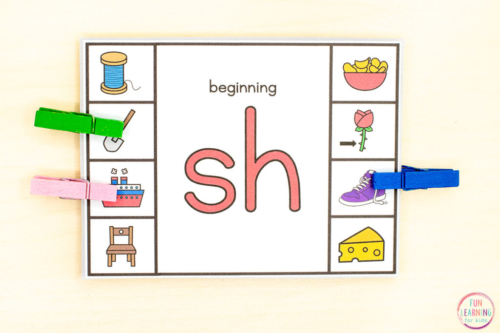 Free printable digraph phonics activity for kindergarten and first grade.