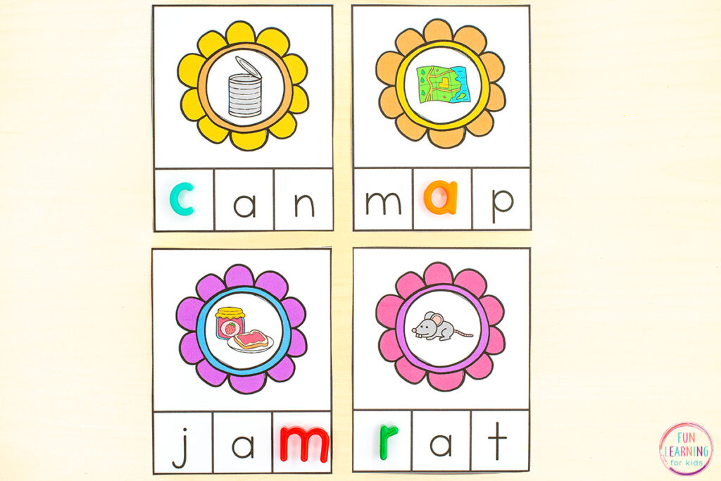 Build phonemic awareness while giving the kids hands-on practice with phoneme segmentation and adding phonemes.