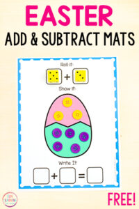 Easter addition and subtraction activity for hands-on practice with adding and subtracting numbers.