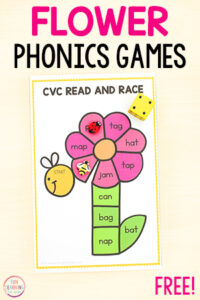 Flower theme phonic board games for reading practice.