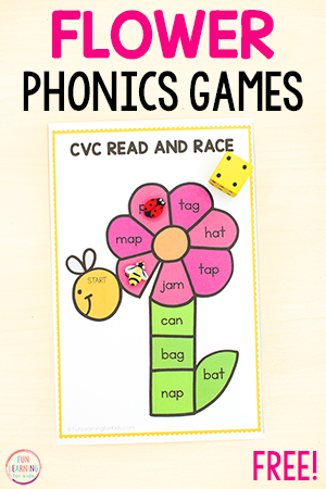 Spring Flower Phonics Board Games