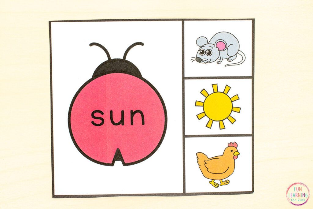 Spring insect CVC words reading activity for kids to practice reading CVC words in a fun, hands-on way.