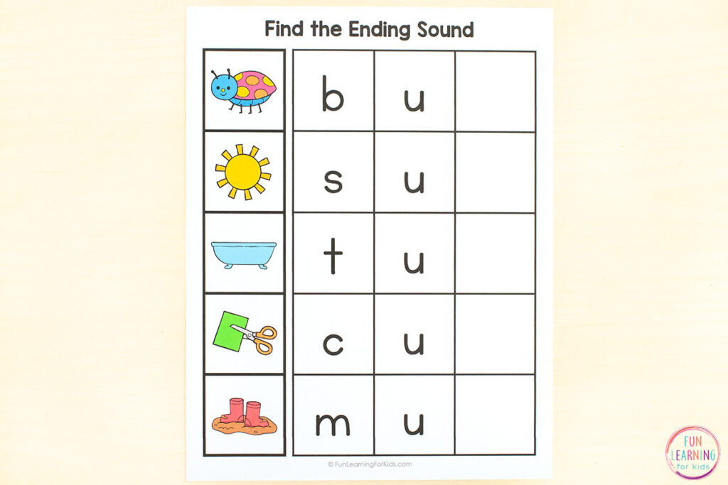 Give kids fun, hands-on practice with segmenting sounds, isolating sounds, spelling CVC words and more.