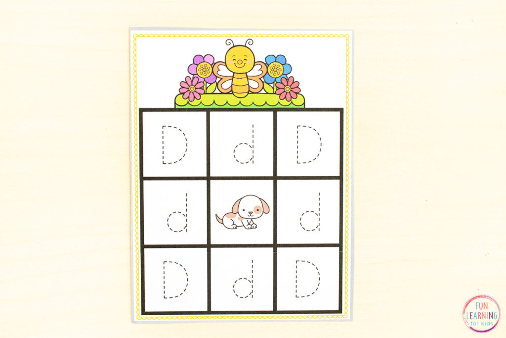 Free printable spring letter tracing activity for handwriting practice.