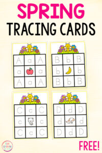 Free printable spring letter tracing activity for kids.