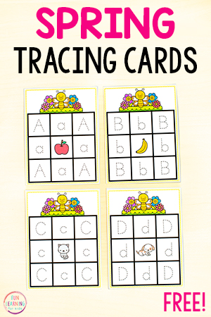 Adorable Spring Letter Tracing Task Cards