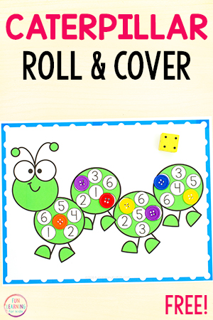 Caterpillar Roll and Cover the Number Mats