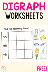 Digraph worksheets for practice with phonics skills.