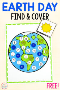 Earth Day alphabet activity for kids to learn letters and letter sounds.