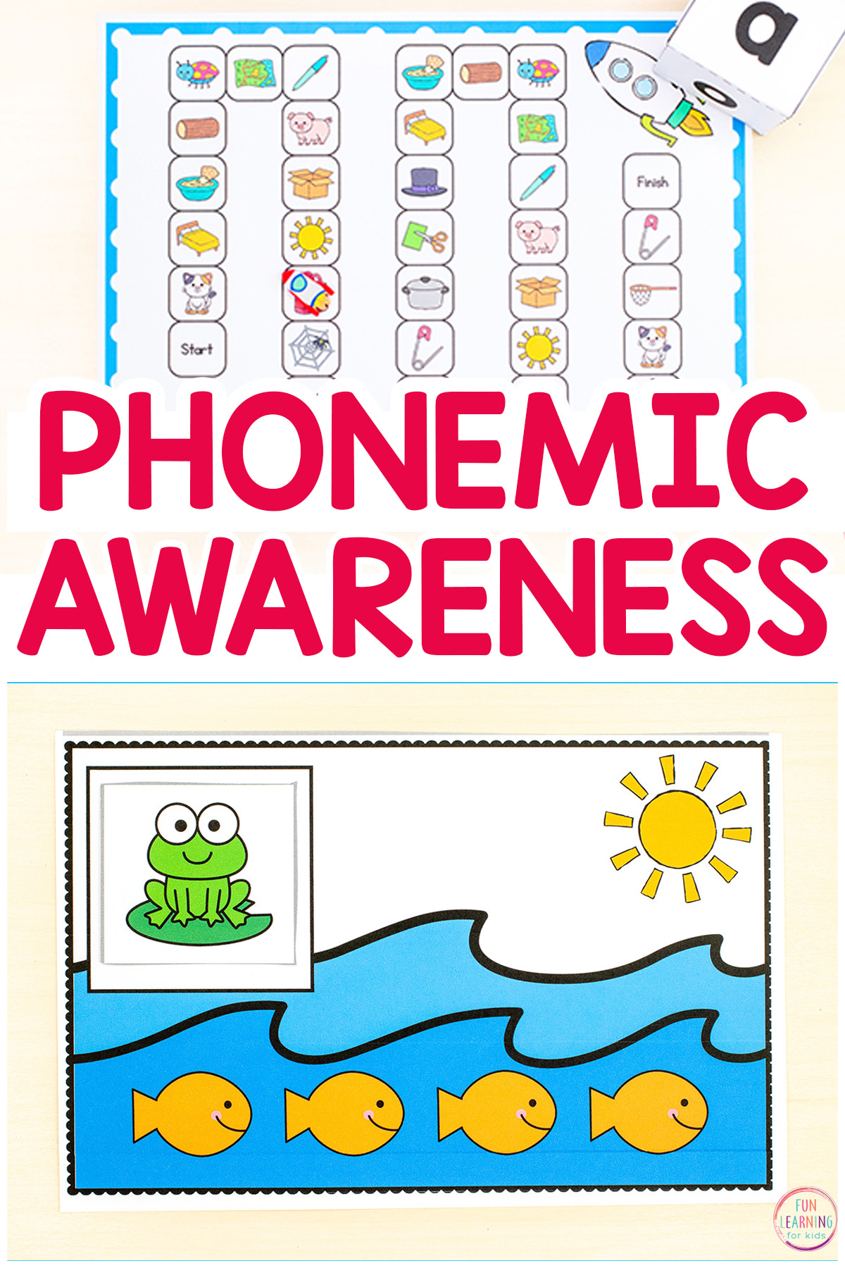 Printable phonemic awareness resources for kindergarten and first grade.