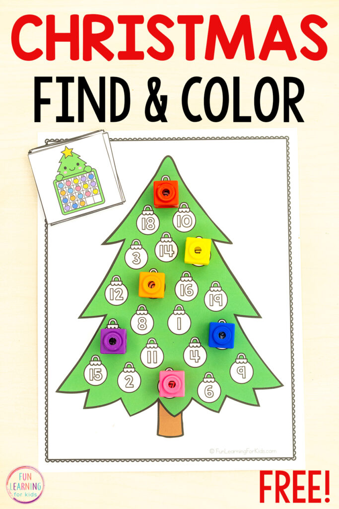 Free printable Christmas number sense activity for learning numbers and building number sense in pre-k and kindergarten.