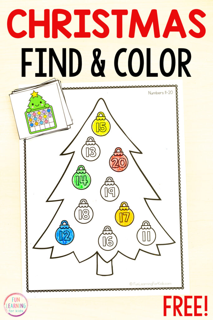 Build number sense with a fun Christmas number hunt in preschool, pre-k and kindergarten.