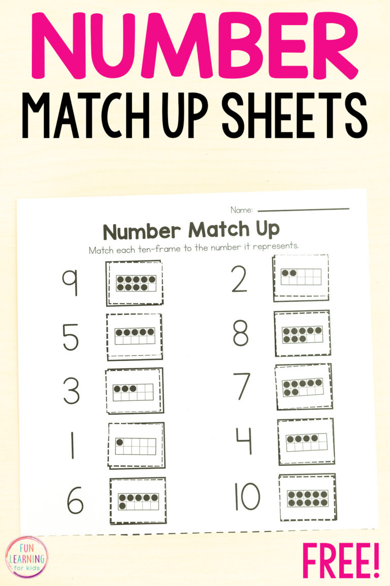 Number Match Up Worksheets
