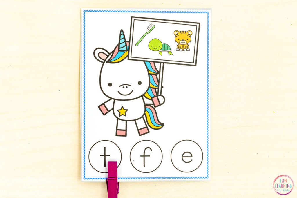 Kindergarten and preschool alphabet activity for letters and sounds practice.