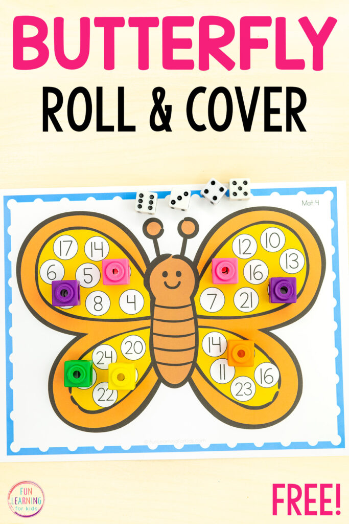 Printable butterfly math activity for practice with addition and number sense this spring.