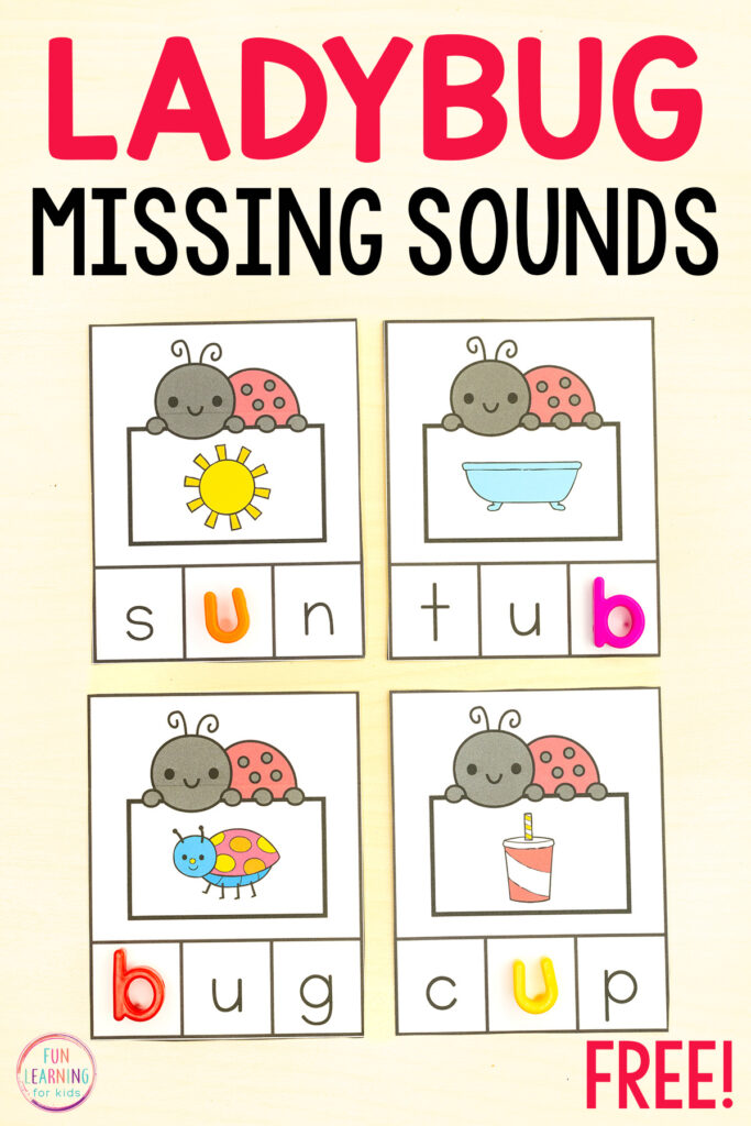 These Ladybug CVC task cards are a fun phonics activity for kids to use this spring.