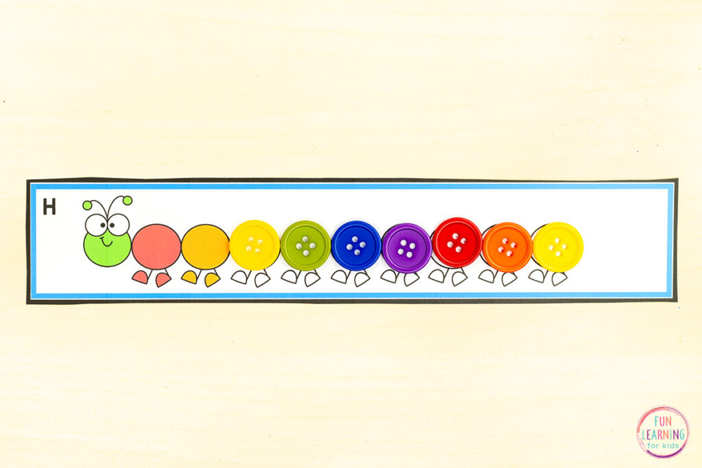 Insect theme number sense math activity for kindergarten practice with making ten when added to a given number.