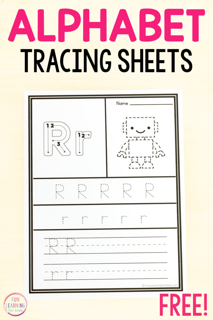 Free alphabet worksheets for learning letters, letter sounds, and letter formation.