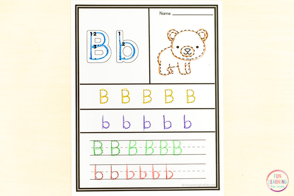 Learning to write letters is fun when you use these letter tracing worksheets for kids.
