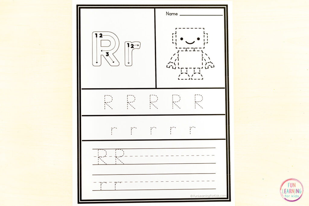 Letter tracing handwriting worksheets for kids in pre-k and kindergarten.