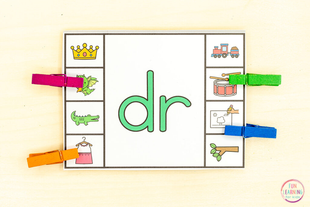 Beginning blend phonics activity for kids in kindergarten and first grade.