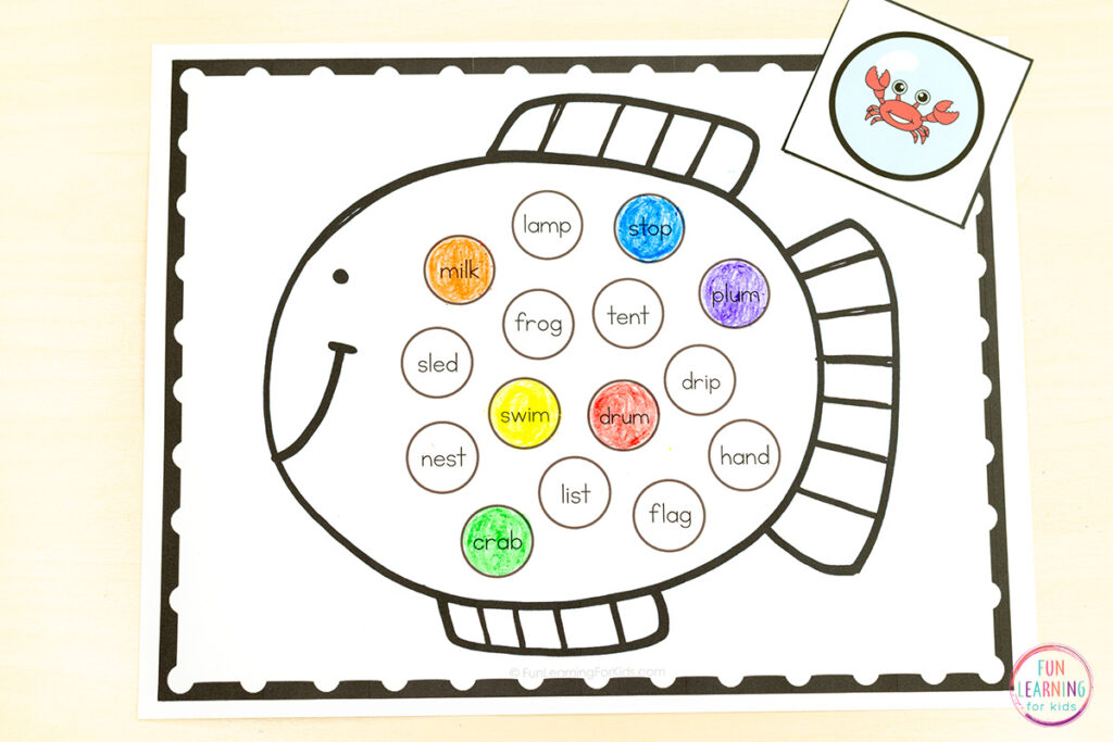 Learning to read words with consonant blends is lots of fun when you use this ocean phonics activity.