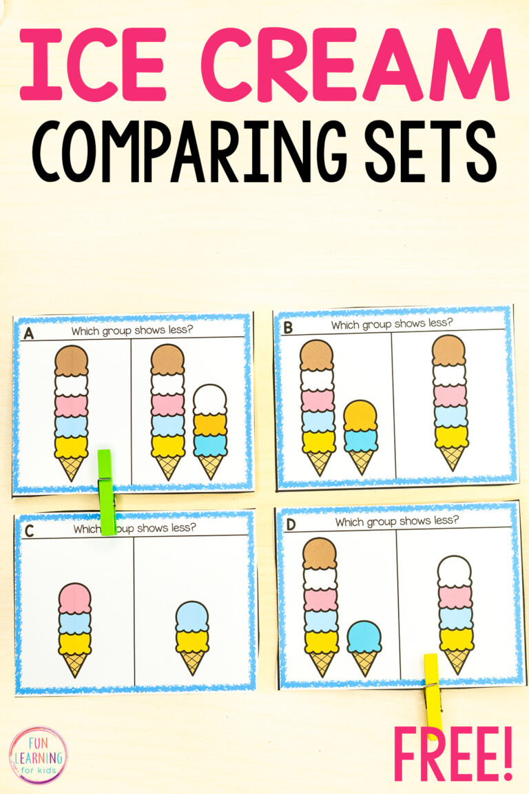 Ice Cream Cone Comparing Sets Clip Cards