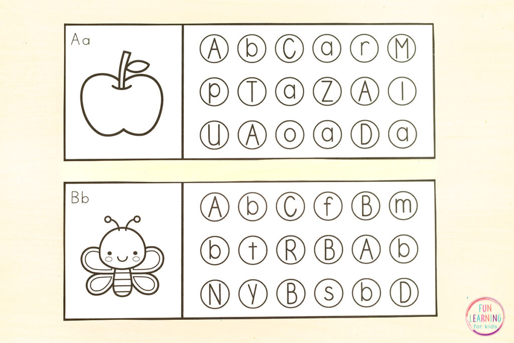 Fun phonics activity sheets for kids to learn letters and letter sounds in preschool, pre-k and kindergarten.