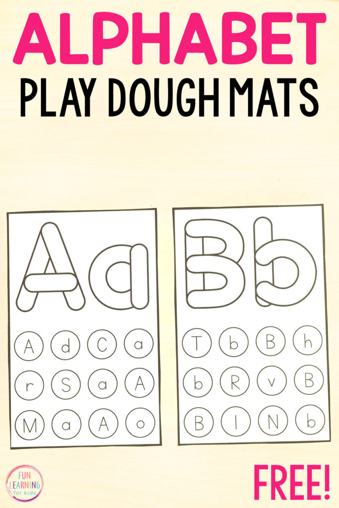 This letter learning alphabet activity uses play dough mats to teach letter recognition.