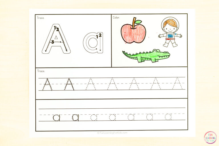 26 Alphabet Beginning Sounds Letter Tracing Worksheets