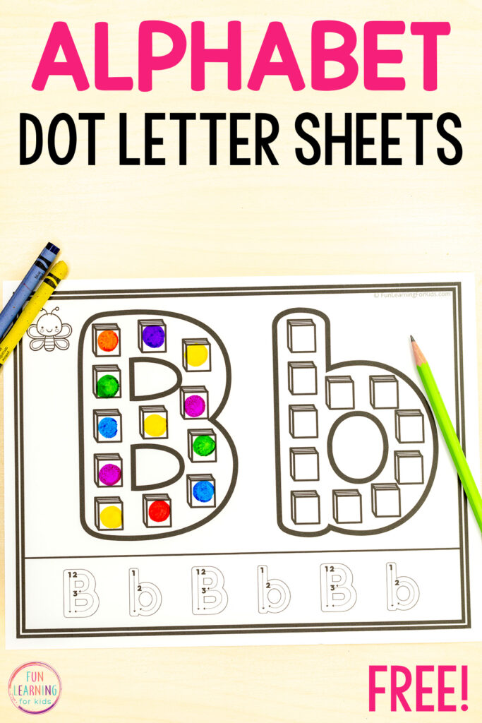 Dot the letter alphabet worksheets for practice with letter recognition, letter formation and letter sounds.