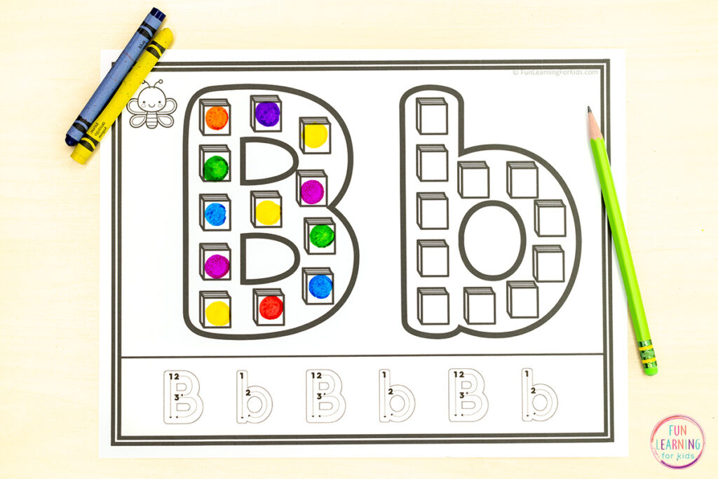 Dot the letter alphabet activity worksheets for kids.