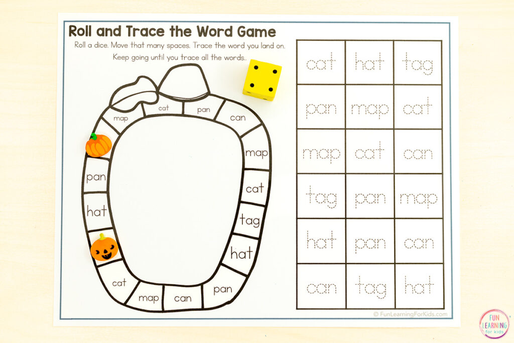 Editable board game worksheets for kids to use to practice reading and writing in a fun, hands-on way.