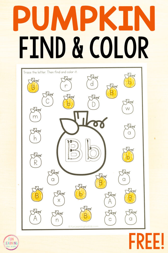 Pumpkin alphabet activity worksheets for practice with letter formation and letter recognition.