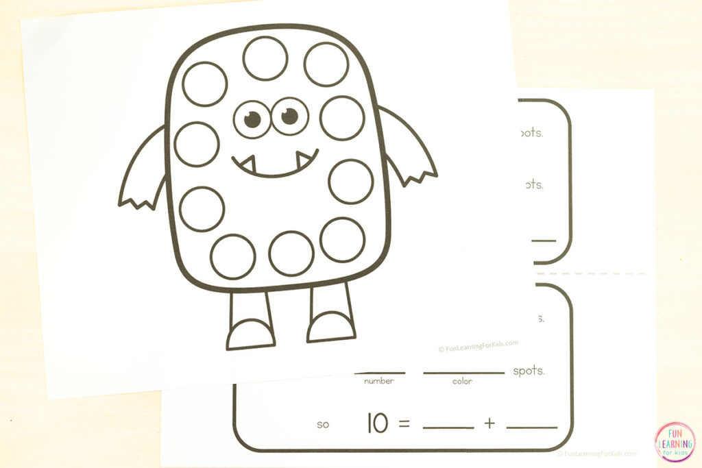 Silly monster making 10 math craft for practice with addition while building number sense.