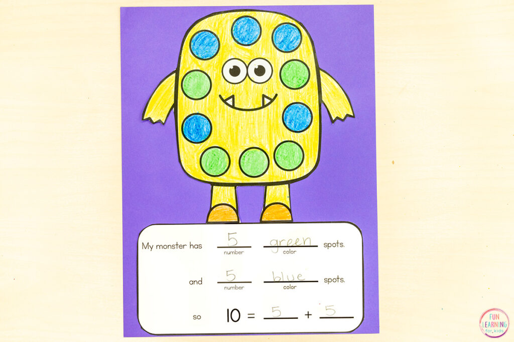 Free printable math craft for your fall math centers and activities in kindergarten and pre-k.