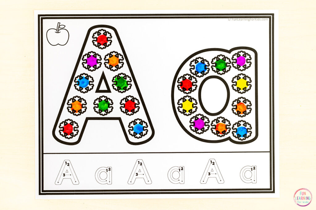 Winter dot letter alphabet mats that help students learn letter identification and letter formation.