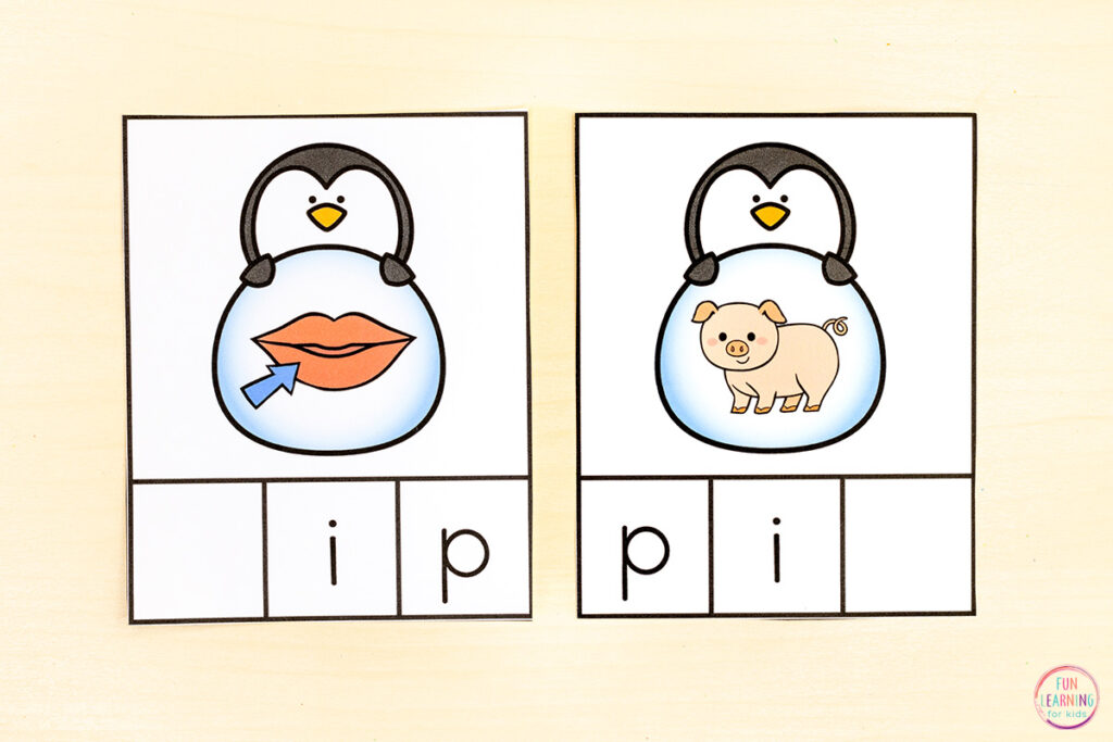 CVC blend and segment cards to build phonics skills and phonemic awareness skills.