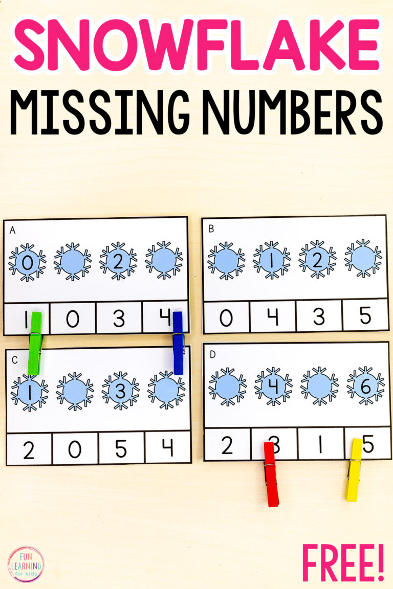 Snowflake Missing Number Clip Cards