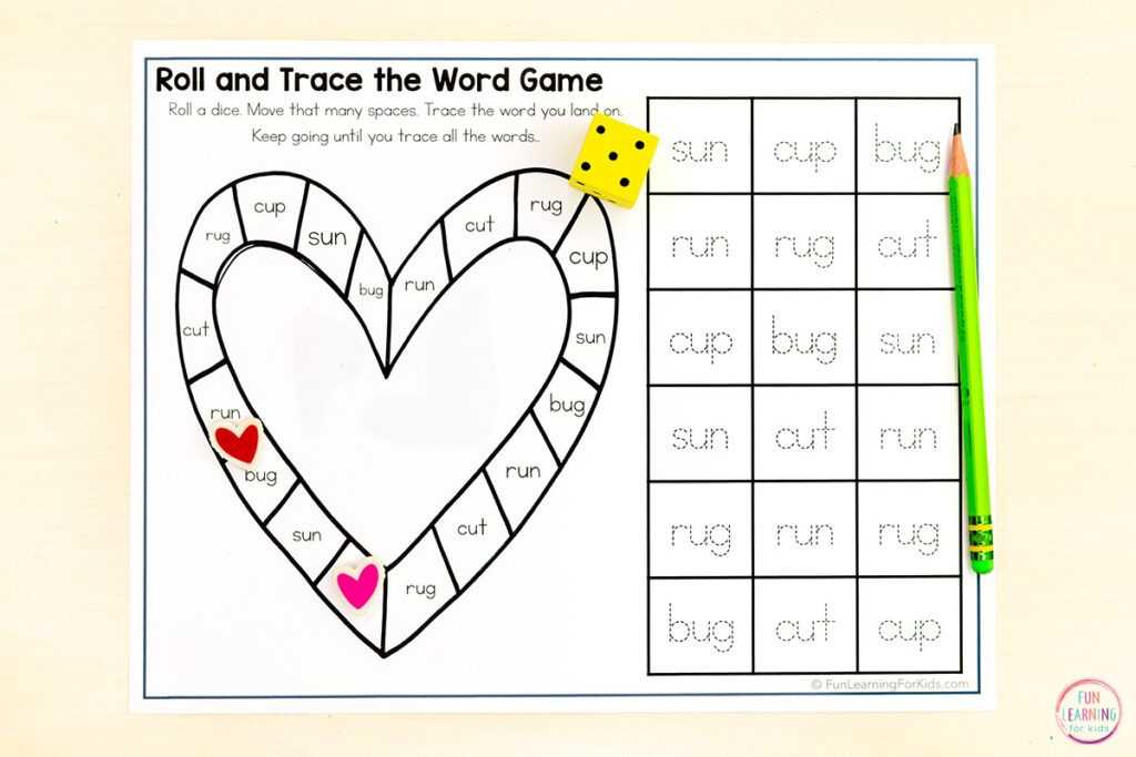 Valentine's Day board game worksheets that you can edit to type in high frequency words, spelling words and more.