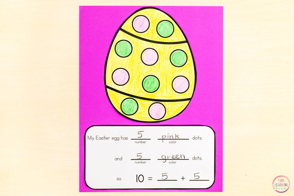 Easter egg math craft making ten number sense activity.