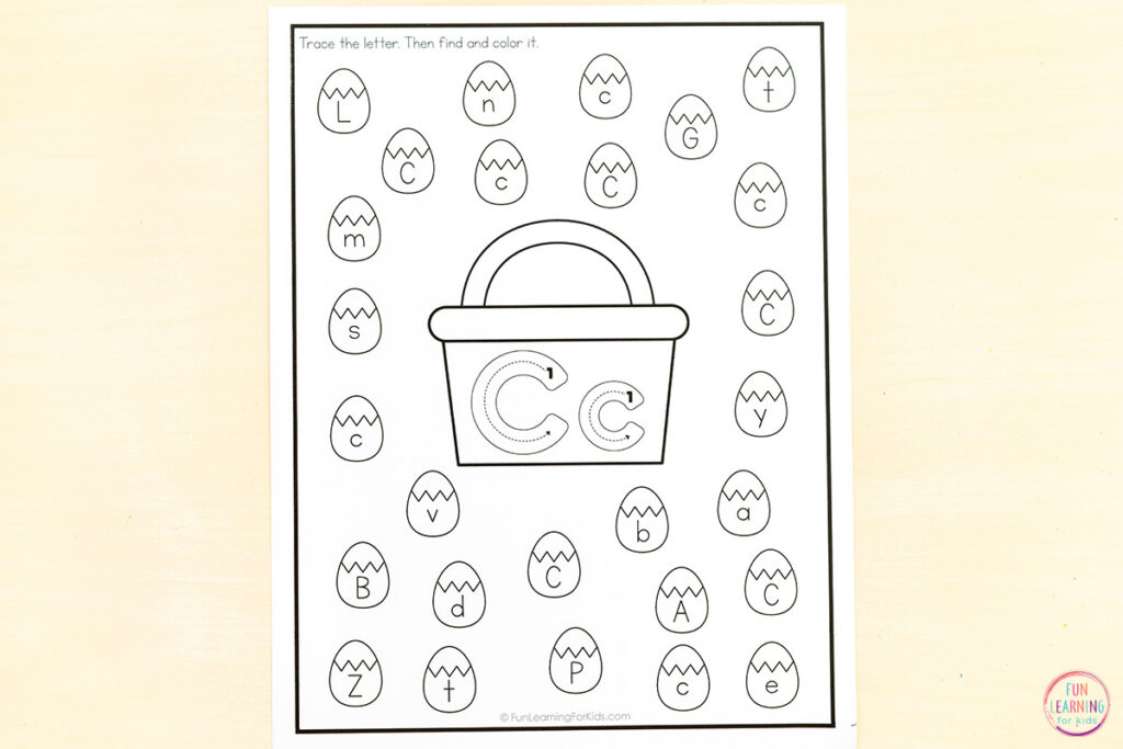 Easter alphabet worksheets for practice with letter identification and letter formation.