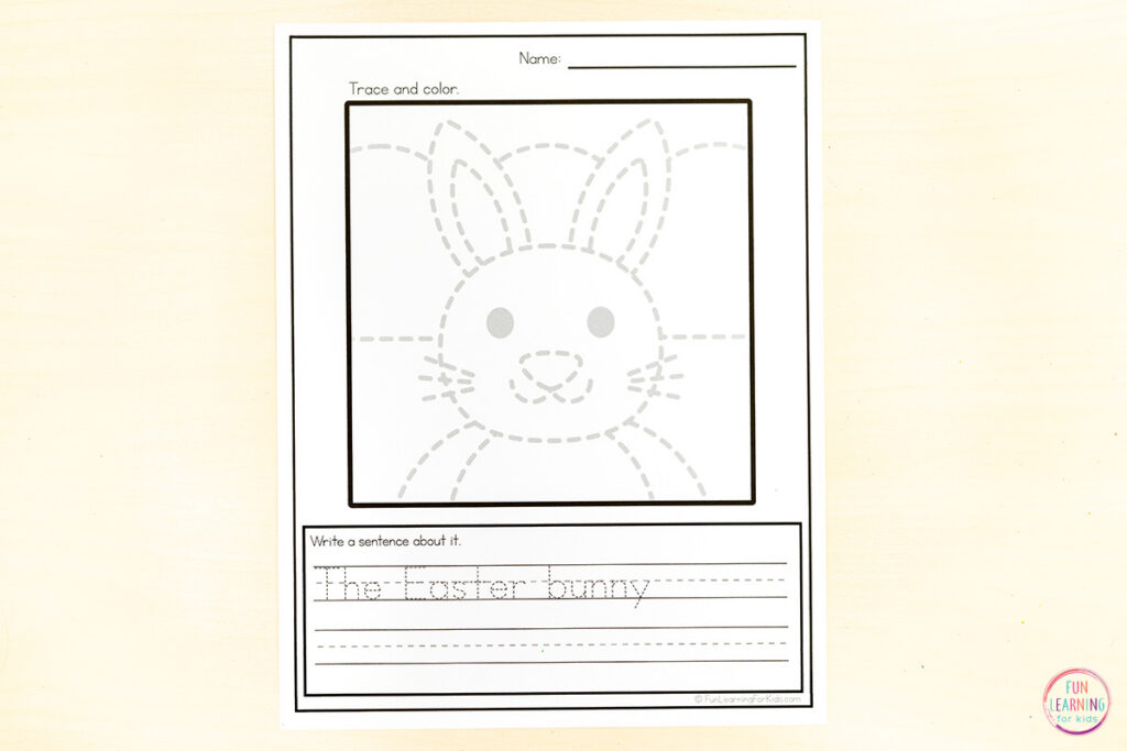 Free printable Easter coloring activity sheets for your spring writing centers.