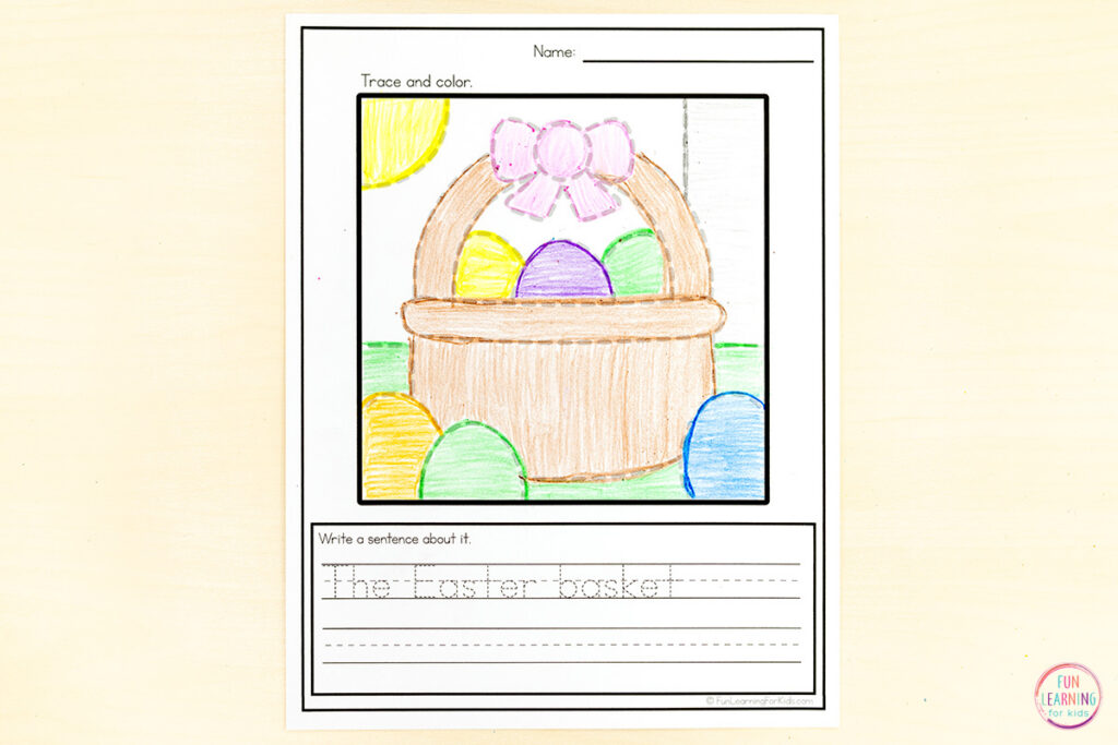Easter coloring pages for kids who are in pre-k, kindergarten or first grade.