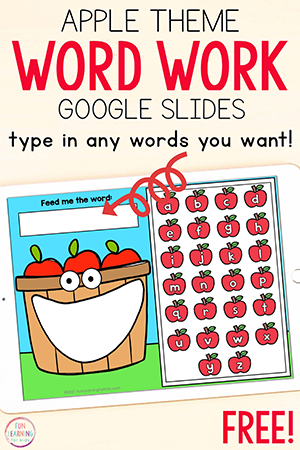 Digital Apple Feed Me Word Work Activity