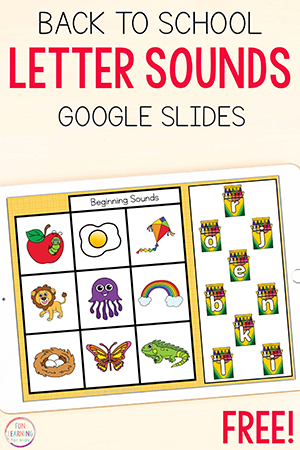Digital Back to School Letter Sounds Matching Activity