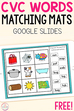 Digital CVC Words Matching Mats for Kindergarten