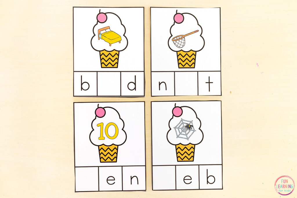 Free printable phoneme isolation activity for practice with isolating phonemes in CVC words.