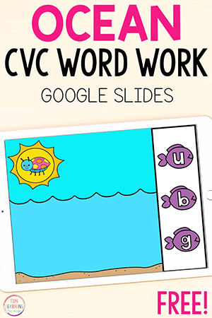 Digital Ocean CVC Word Building Literacy Activity